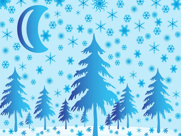 Blue winter illustration — Stockvector