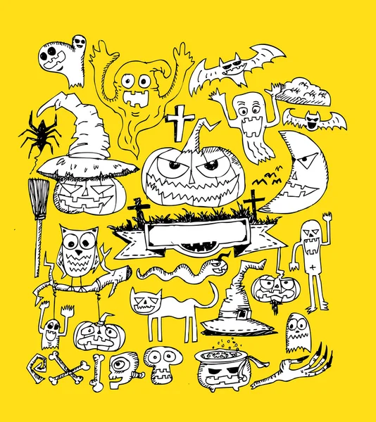 Cadılar Bayramı tatil arka plan doodle — Stok Vektör