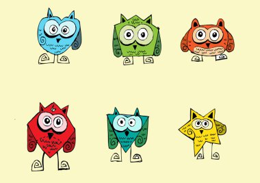 Tatlı parlak baykuşlar topluluğu