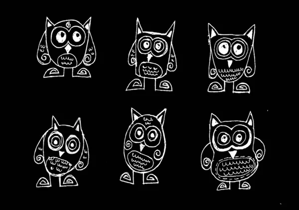 Cute Collection of Owls — Stock Vector
