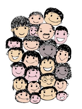 insanların yüzleri karikatür