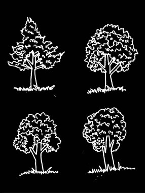 vektör ağaçların yaprakları ile