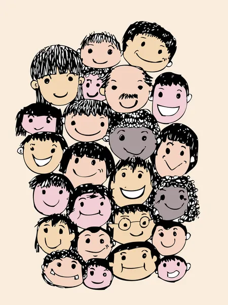 Kreslené obličeje lidí — Stockový vektor