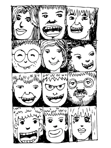 人の顔の漫画 — ストックベクタ