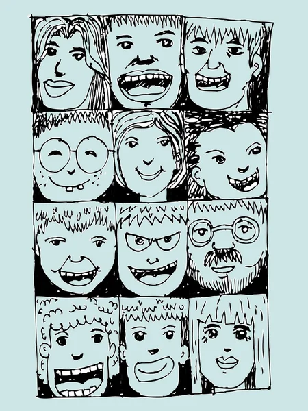 Mensen gezichten cartoon — Stockvector