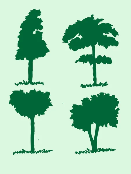 Vektor pohon dengan daun - Stok Vektor