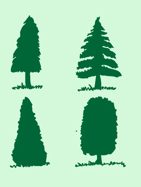 Vector bomen met bladeren — Stockvector