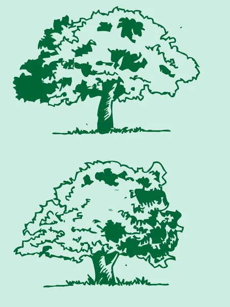 Arbres vecteurs à feuilles — Image vectorielle