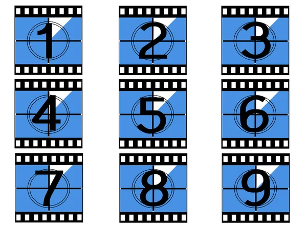 Film countdown numbers. — Stock Vector