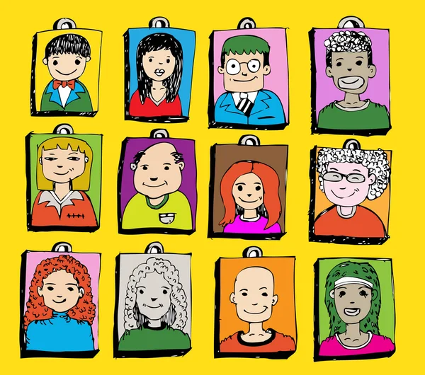 Kreslené obličeje lidí — Stockový vektor