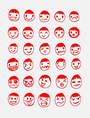 Set of thirty hand drawn faces clipart
