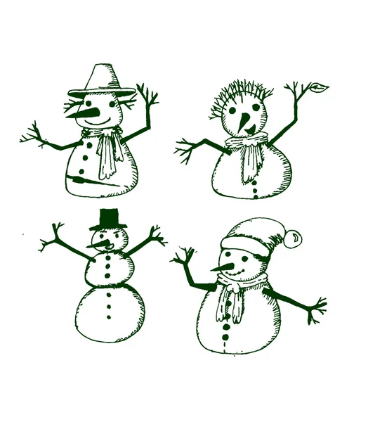 Doodles set - snowmans — Stock vektor