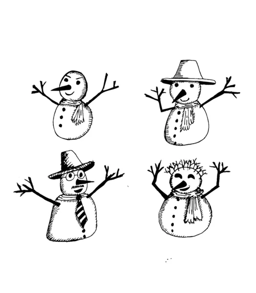 Набор лапши - снеговики — стоковый вектор