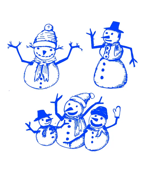 Набор лапши - снеговики — стоковый вектор