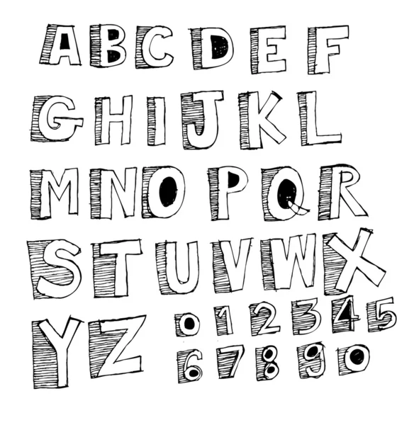 Esquisse de police Dessin à la main lettres vectorielles — Image vectorielle