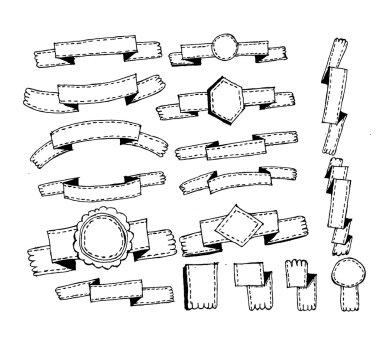 şeritler, retro vintage tarzı Etiketler Etiketler