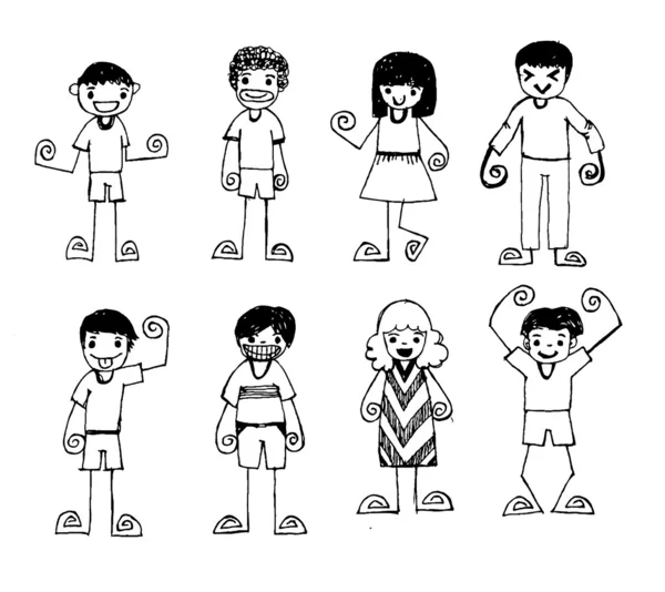 Cute cartoon kids in Jaidee Family Style — Stock Vector
