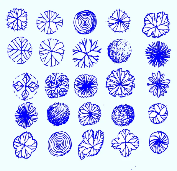 建築景観デザインプロジェクトのための木トップビュー — ストックベクタ
