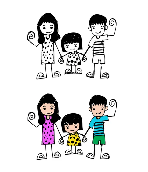 Bonito crianças desenhos animados felizes — Vetor de Stock