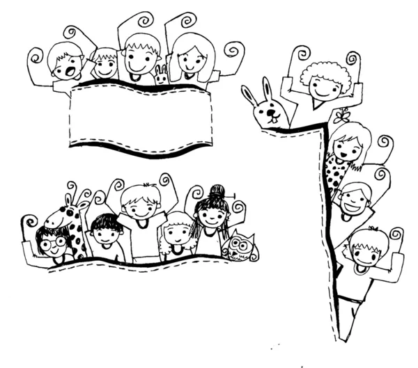 Cute happy cartoon kids — Stock Vector