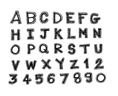 yazı tipi kroki el vektör mektup çizimi