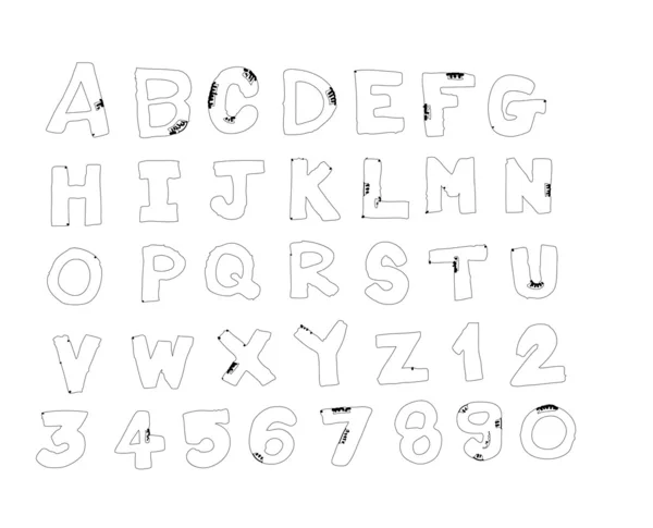 Dibujo de fuente Dibujo a mano vector letras — Archivo Imágenes Vectoriales