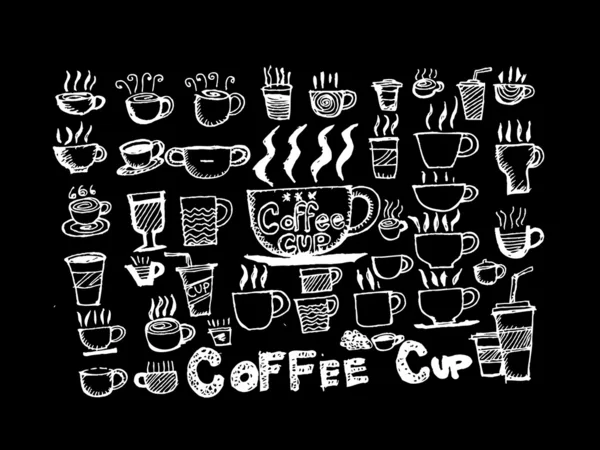 Copo de café conjunto mão desenho — Vetor de Stock