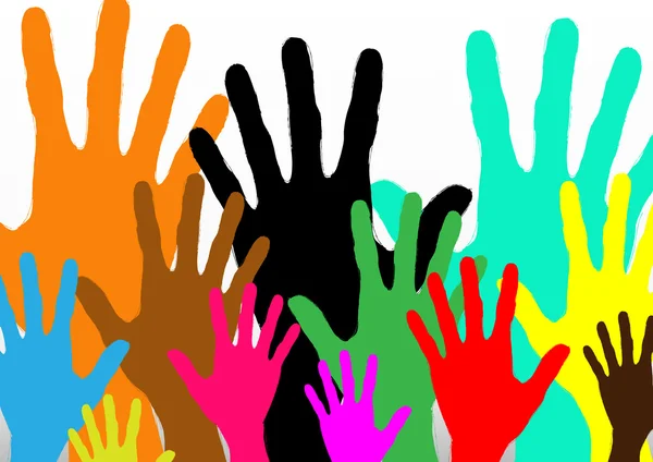 Duża grupa kolorowy ręce — Wektor stockowy