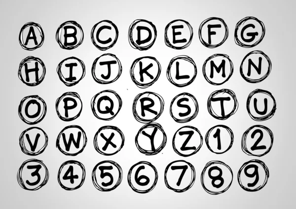 Caratteri di lettere disegnate a mano reali vettoriali scritti con una penna — Vettoriale Stock