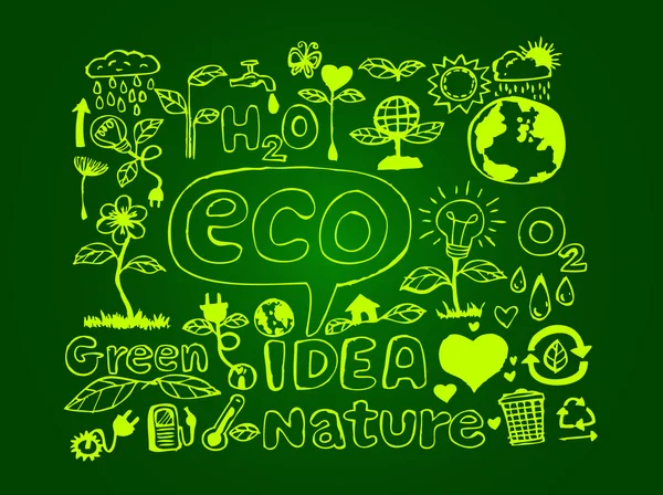 Eco doodles eco φορέα που — Διανυσματικό Αρχείο