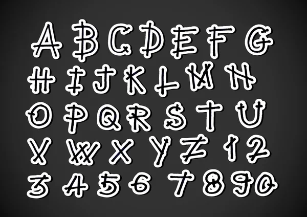 Vector echte hand getrokken brieven lettertype met een pen geschreven — Stockvector