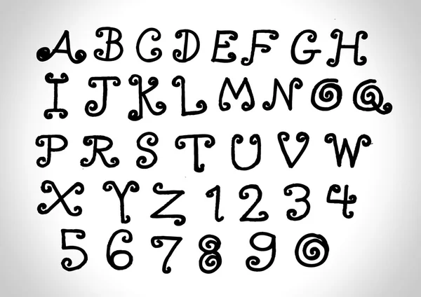 Prawdziwy ręcznie rysowane wektor litery czcionka napisane piórem — Wektor stockowy