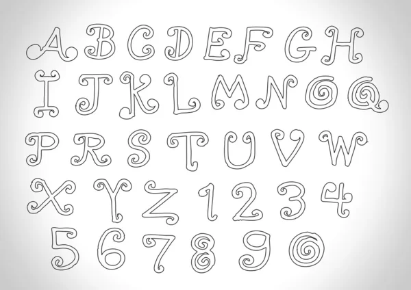 Vektor verkliga handen ritade bokstäver teckensnitt skrivs med en penna — Stock vektor