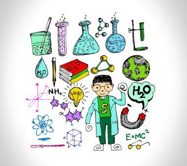 Science object in doodle style design clipart