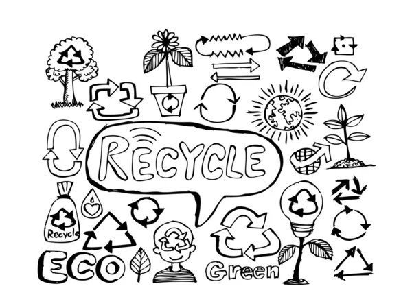 Conjunto de vetores ECO Eco Doodles — Vetor de Stock