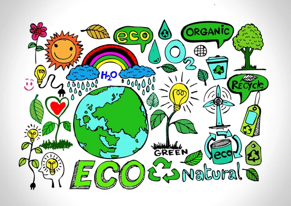 Eco Doodles ECO vector set — Stock Vector