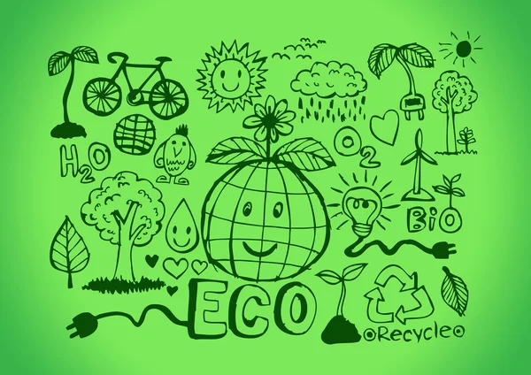 Eco doodles eco φορέα που — Διανυσματικό Αρχείο