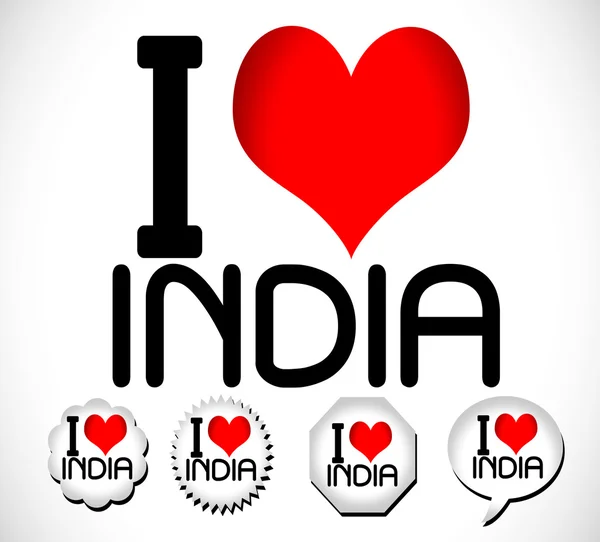 Amo l'India — Vettoriale Stock