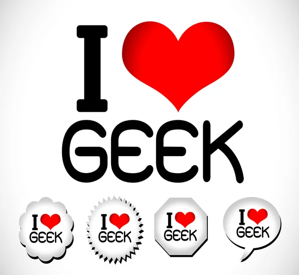 I Love Geek — Stock Vector