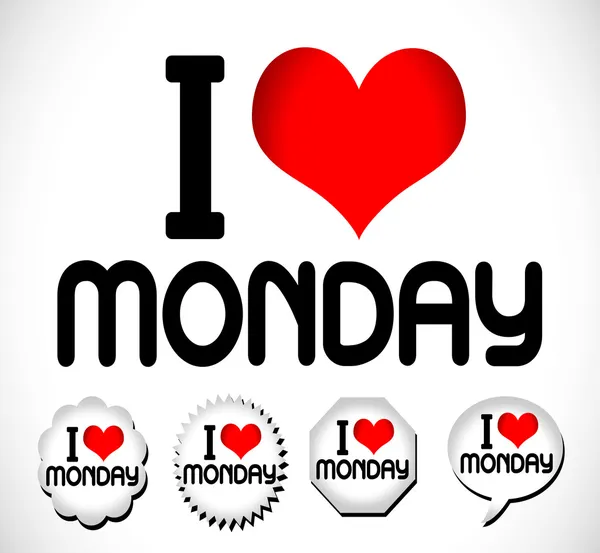 Я люблю дні тижня неділі, понеділок, вівторок, середа, четвер, п'ятниця, субота , — стоковий вектор