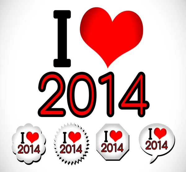 Ich liebe 2014 ich mag 2014 ein glückliches neues jahr — Stockvektor