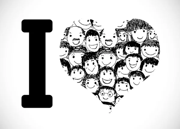 I Love People corazón de la gente icono de la gente — Archivo Imágenes Vectoriales