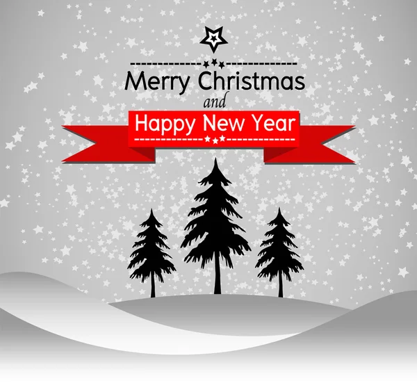 メリー クリスマスと新年あけましておめでとうございますランドス ケープ デザインのベクトル作業に — ストックベクタ