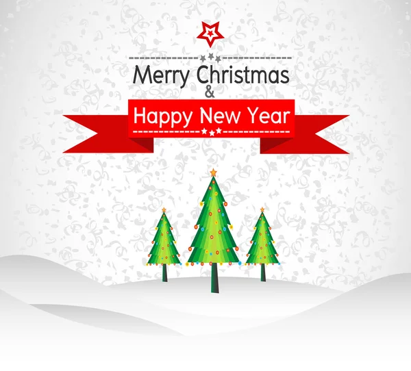 メリー クリスマスと新年あけましておめでとうございますランドス ケープ デザインのベクトル作業に — ストックベクタ