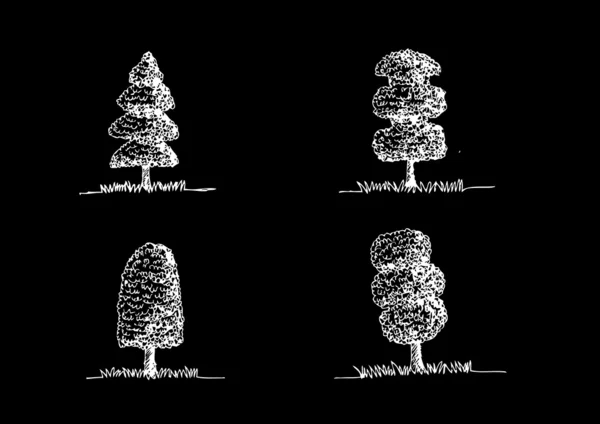 Verzameling van vector bomen met bladeren — Stockvector