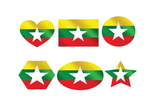 Myanmar bayrağı ya da Myanmar Birliği bayrak temaları fikri tasarımı — Stok Vektör
