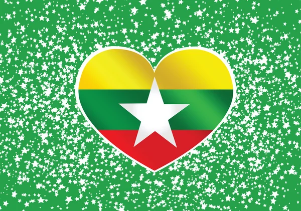 União de Myanmar bandeira ou bandeira da Birmânia temas ideia design — Vetor de Stock