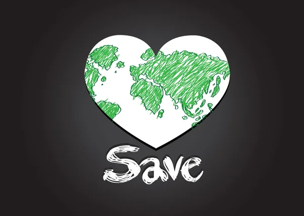 Love the World and Save the earth vector symbol - Stok Vektor