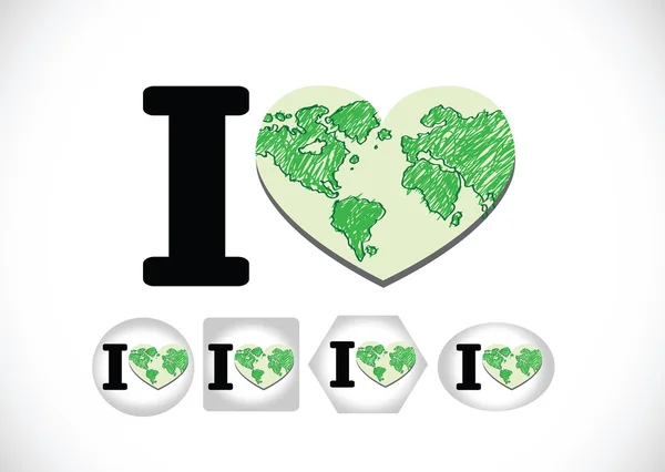 Love the World and Save the earth vector symbol — Stock Vector