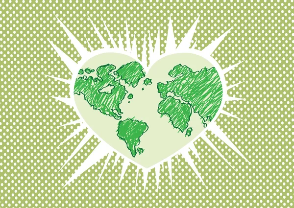 Love the World and Save the earth vector symbol - Stok Vektor